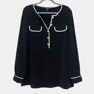 Alfani Black & White Long Sleeve Blouse